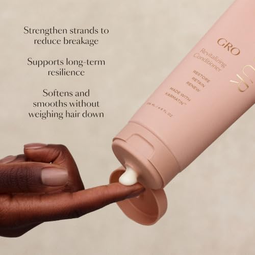 VEGAMOUR GRO Revitalizing Conditioner, Karmatin™ Peptide & Marula Oil - Strengthens Strands, Reduces Breakage, Lightweight, Vegan & Cruelty-Free