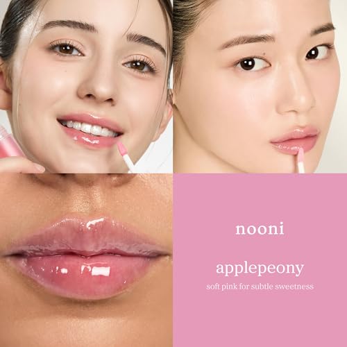 NOONI Korean Lip Oil - Applepeony - Plumping & Hydrating Tinted Lip Gloss