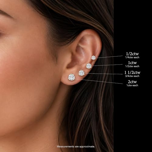 Belacqua 1/2 Carat Round Cut Lab Grown Diamond Stud Earrings