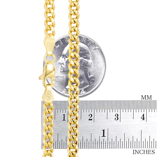 Nuragold 14k Real Yellow Gold Miami Cuban Link 3.5mm Solid Chain Necklace - 24"