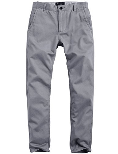 Match Mens Regular-Fit Casual Flat Front Chino Pants (34, 8118 Medium Gray)