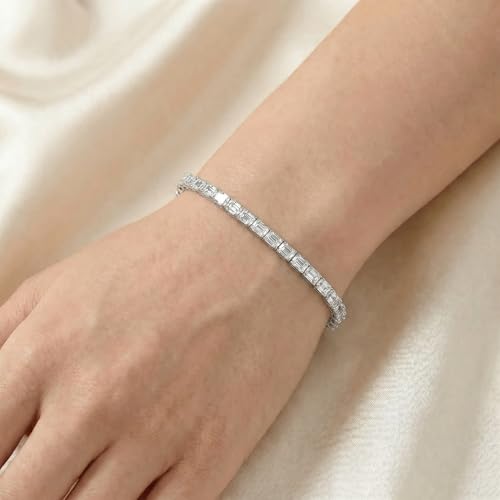 P3 POMPEII3 Pompeii Certified 12.25Ct Emerald Cut Diamond Tennis Bracelet White Gold Lab Grown - Size Medium (FG,VS)