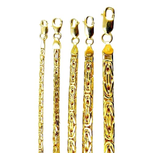 14K Yellow Gold Byzantine Square Box Necklace Bracelet Chain Men Women Jewelry 11.5g | 2.5mm | 24 Inches | MADE IN ITALY