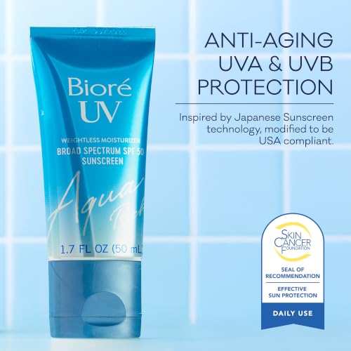 Biore UV Aqua Rich Moisturizer SPF 50 Facial Sunscreen, 1.7 fl oz