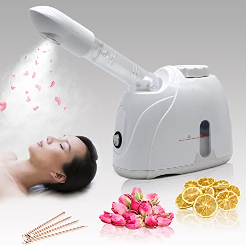 Facial Steamer Nanometer Fine Mist for Deep Cleaning with Towel, 360 Rotating Arm, Home Spa Device for Personal Care