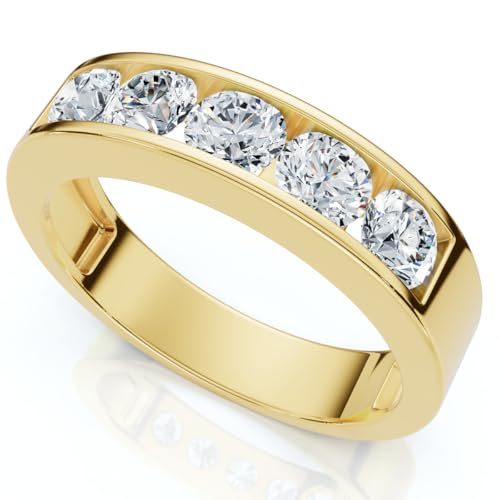 P3 POMPEII3 Pompeii 1 1/4Ct Channel Set Men's Diamond Wedding Anniversary Ring 14K Gold - Size 10.5