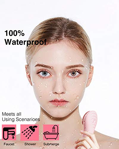 NågraCoola CLIE Facial Cleansing Brush, Waterproof and Rechargeable Electric Face Scrubber for Men & Women, Exfoliating, Massaging, and Cleansing - Pink