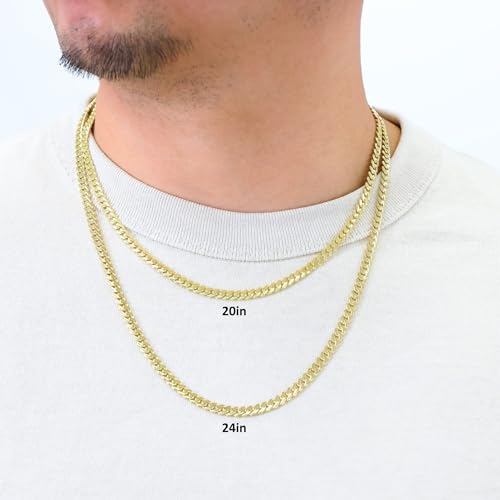 Nuragold 10k Real Yellow Gold Royal Monaco 5mm Miami Cuban Chain Necklace - 22"