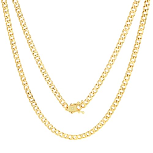 Nuragold 10k Real Yellow Gold Miami Cuban Link 5mm Chain Italian Necklace - 20"