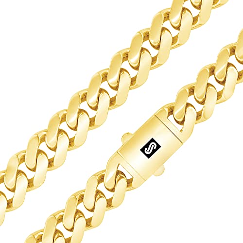 Nuragold 10k Real Yellow Gold Monaco 15mm Miami Cuban Chain Mens Necklace - 24"