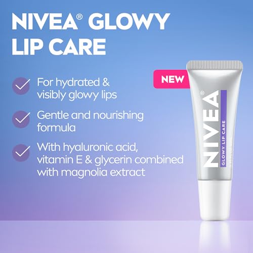 NIVEA Glowy Lip Care with Hyaluronic Acid and Vitamin E, 0.35 OZ