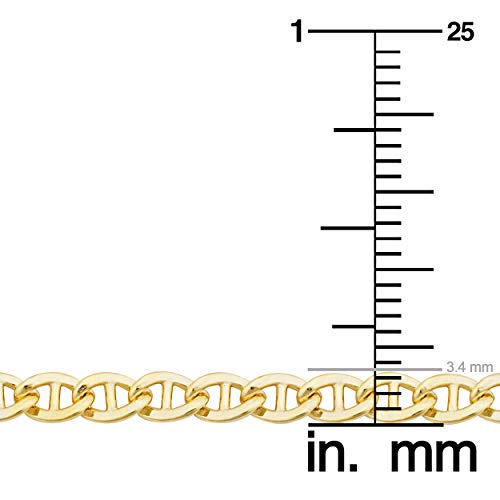 KoolJewelry Solid 14k Yellow Gold Mariner Link Bracelet (8.5 inch)