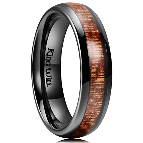 King Will Men'S Ceramic Ring 6mm Black Maple Size99