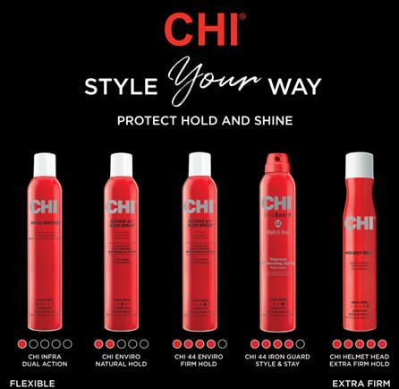 CHI 44 Iron Guard Style & Stay Firm Hold Protecting Spray, Heat Protectant & Hairspray For A Long-Lasting Hold, Sulfate & Paraben-Free, 2.6 Oz