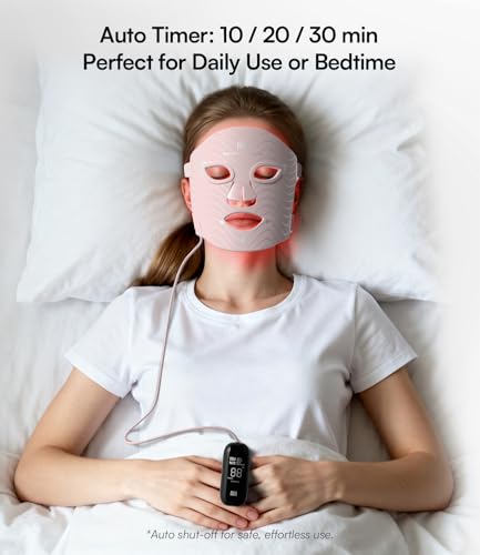 INIA Red Light Therapy Mask for Face, 850nm NIR, Red/Blue LED Light 4 Modes