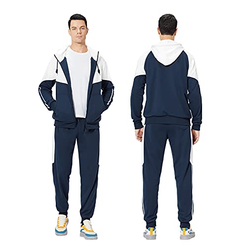 MANTORS Men's Activewear Full Zip Warm Tracksuit Sports Set Casual Sweat Suit TZ95 Blue M