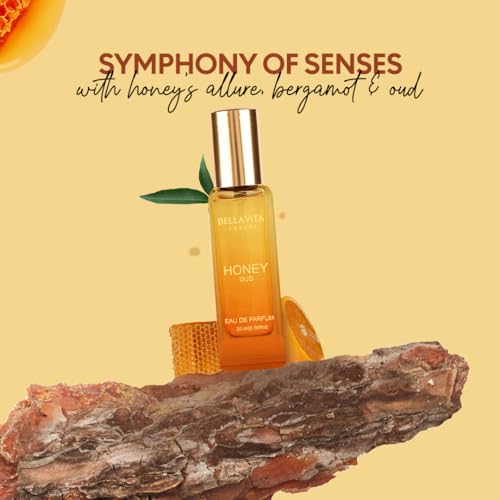 Bellavita Luxury Honey oud Eau de Parfum | 20 ml (0.7 fl.oz.) | Travel Size Perfume for Men and Women | Sweet Honey, Bergamot, Oud, and Amber Notes | Long Lasting Unisex Fragrance