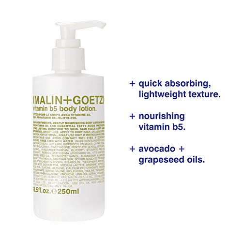 Malin + Goetz Vitamin B5 Body Lotion for Women & Men, 8.5 Fl. Oz. — Body Moisturizer for Dry Skin, All Skin Types, Dry Skin Moisturizer, Hydrating Body Lotion, Vegan & Cruelty Free