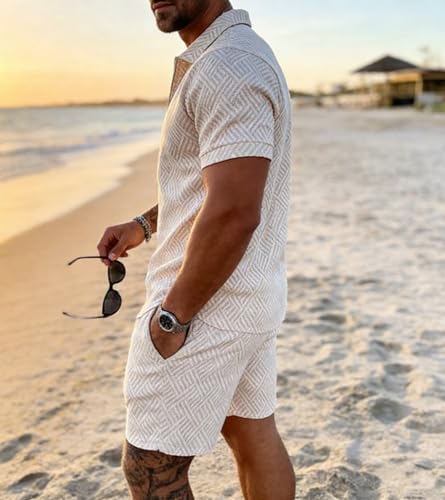 BIRW XL Black Mixed Gold Lion Mens Short Sets 2 Piece Outfits Fashion Summer Tracksuits Casual Set Polo Shirt Short Sleeve and Shorts Set