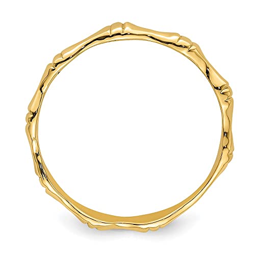 Sonia Jewels Real 14k Yellow Gold Bamboo Ring Band Size 5