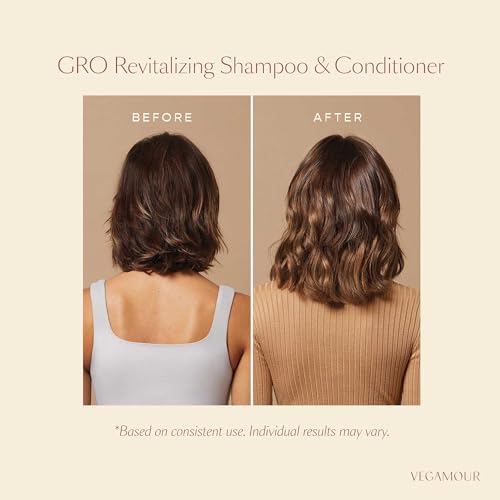 VEGAMOUR GRO Revitalizing Conditioner, Travel Size 1.6 oz - Plant-Powered with Karmatin™ Peptide & Marula Oil - Reduces Breakage, TSA-Friendly, Vegan & Cruelty-Free