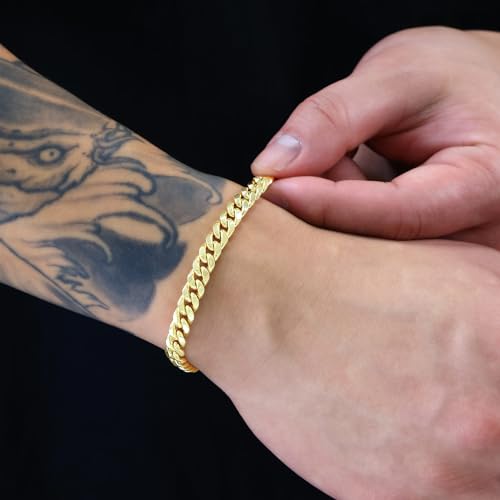 Nuragold 14k Yellow Gold 6.5mm Miami Cuban Link Chain Bracelet, Mens Womens Jewelry Box Clasp 7" 7.5" 8" 8.5" 9"