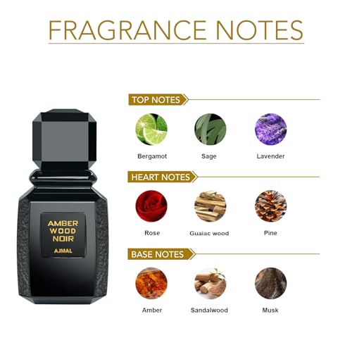 Ajmal Amber Wood Noir EDP Unisex, 3.4 fl oz / 100 ml
