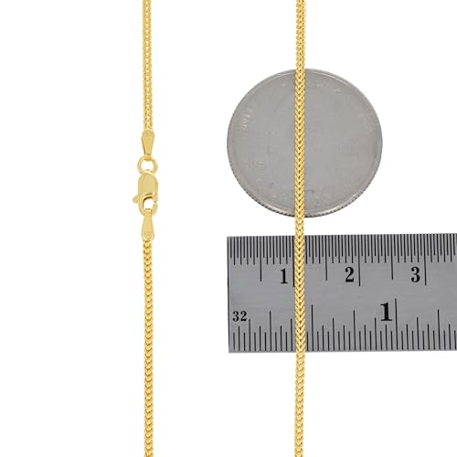 Nuragold 10K Real Yellow Gold 1.5mm Franco Square Box Wheat Chain Necklace - 18"
