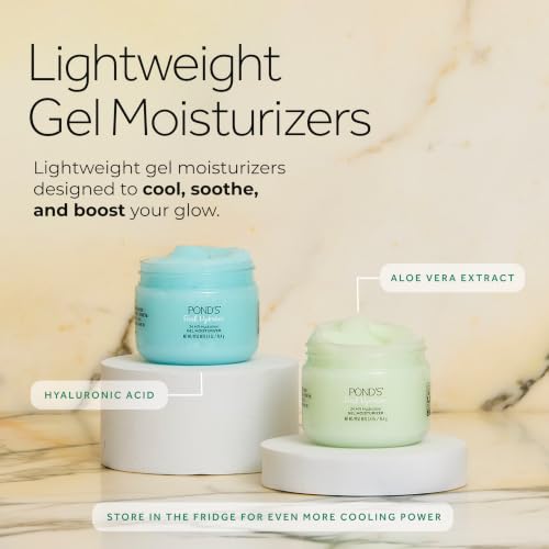 POND’S Fresh Hydration Gel Face Moisturizer, 24HR Hydration with Hyaluronic Acid, Vitamin E & B3 Niacinamide, Alcohol-Free, Oil-Free, Dermatologist Tested, 3.4 oz
