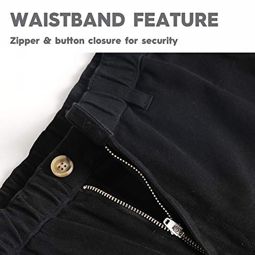 maamgic Men's Classic-fit 5.5" Cotton Casual Shorts Elastic Waistband with Multi-Pocket Daily Wear Walking Summer Outfit Black 34