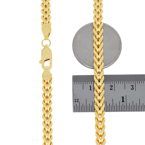 Nuragold 10K Real Yellow Gold 5mm Franco Box Wheat Chain Mens Wide Necklace - 20"