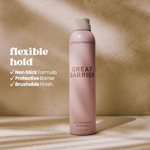 Beachwaver The Co. Great Barrier Heat Protectant Hair Spray - Full Size (8.4 Oz) | Multi-Purpose Treatment for Heat Protection, Flexible Hold & No Frizz | Polynesian Pink Sugar Fragrance