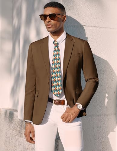PJ PAUL JONES Casual Blazers for Men Fashion Slim Fit Suit Jacket Premium Blazers Suit Light Brown
