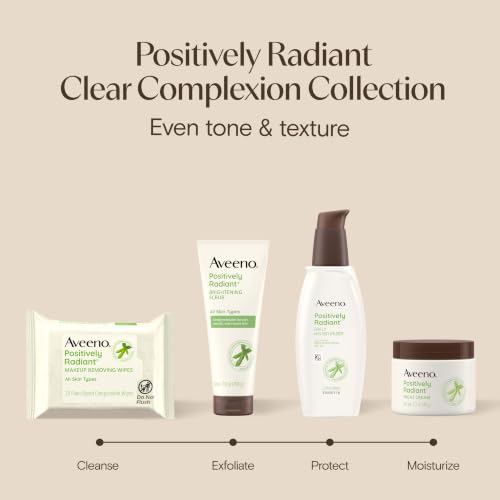 Aveeno Positively Radiant Skin Brightening Exfoliating Daily Face Wash Scrub, Gentle with Moisture-Rich Soy Extract, Helps Improve Skin Tone & Texture, Oil- & Soap-Free, Hypoallergenic, 5 Oz