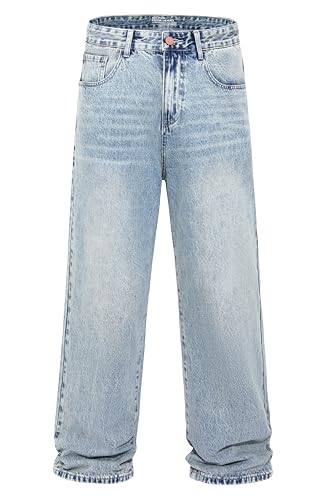 Men's Baggy Jeans Wide Leg Loose Fit Denim Pants Casual All Season Everyday Trousers Old Money Quiet Luxury Relaxed Fit (28, A#Light Blue)
