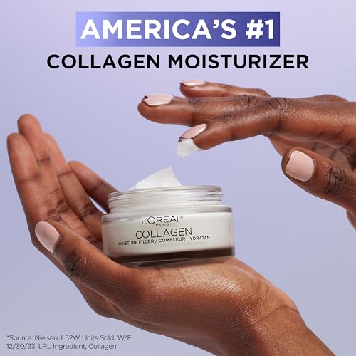 L'Oreal Paris Collagen Moisture Filler Facial Moisturizer, Fragrance Free, Anti Aging Face Cream, Non-Greasy Skin Care Formula For Up to 48HR Hydration, 1.7 oz