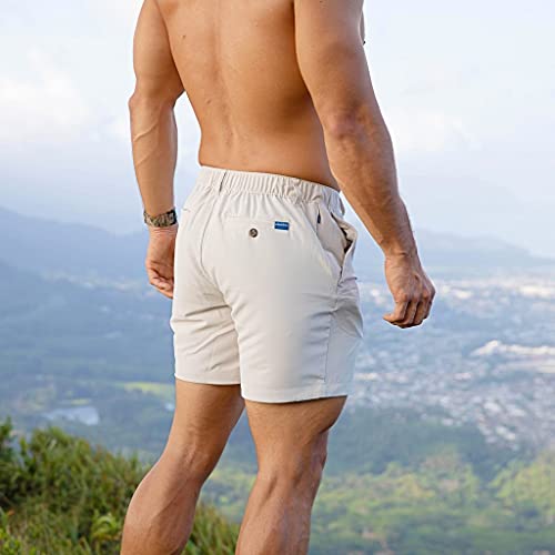 Chubbies Everywear Men’s Shorts – Mens Shorts Casual 6in Inseam, Elastic Waist, Water-Resistant, Zipper Pocket (Khakinators, Medium)