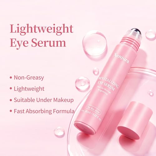 Retinol & Caffeine Under Eye Roller Serum | Xenjura Cooling Eye Cream for Puffy Eyes & Dark Circles | Anti Aging Wrinkle Remover for Fine Lines | Vegan Skincare (20ml / 0.7 fl oz)