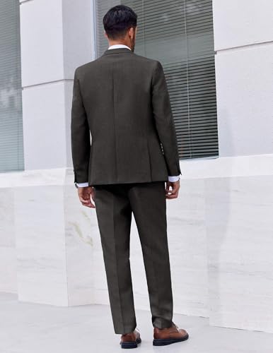COOFANDY 2 Piece Set for Men Prom Wedding Suits Two Button Blazer Jacket Pants Dark Gray
