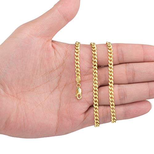 Nuragold 14k Real Yellow Gold Miami Cuban Link 4.5mm Chain Italian Bracelet - 8.5"