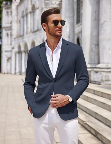COOFANDY Men Stretch Knitted Blazer Jacket Slim Fit Fashion Wedding Sport Coats