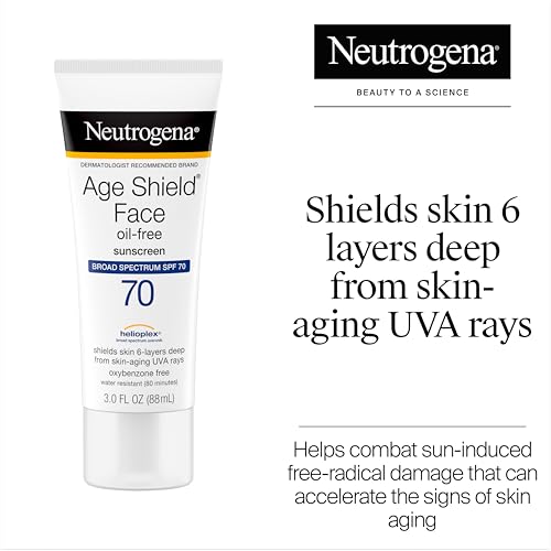 Neutrogena Age Shield Face Oil-Free Sunscreen Lotion with Broad Spectrum SPF 70, Non-Comedogenic Moisturizing Sunscreen to Help Prevent Signs of Aging, PABA-Free, 3 fl. oz.