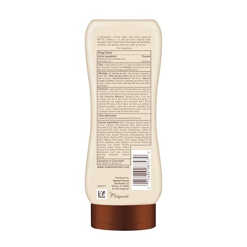 Hawaiian Tropic Sheer Touch Lotion Sunscreen, Moisturizing Broad-Spectrum Protection, SPF 30, Sun, Mango, 8 Oz