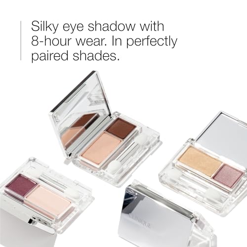 Clinique All About Shadow Duo Eye Shadow Makeup | Safe For Sensitive Eyes | Buildable + Long-Wearing Color | Smooth, Easy Application, Ivory Bisque/Bronze Satin, 0.05 Ounce