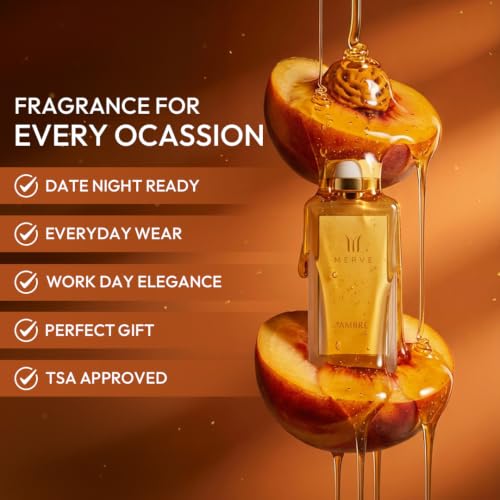 Merve Ambre Perfume for Women 3.4 Oz Long Lasting EDP Honey Caramel Peach