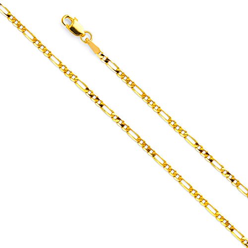 14k REAL Yellow Gold Solid Men's 4.5mm Figaro Chain Necklace with Lobster Claw Clasp - 22"
