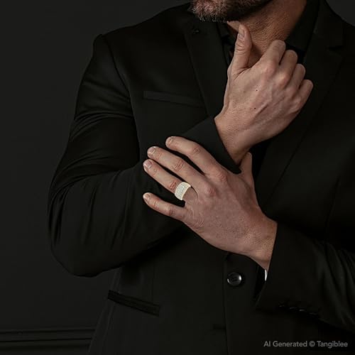 P3 POMPEII3 Pompeii Men's 2Ct Diamond Ring Gold Multi Row Wedding Anniversary Band Lab Grown - Size 10.5 (F/G,VS1-VS2)