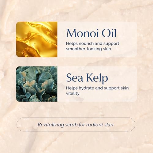 Exfoliating Face Scrub with Monoi Oil & Sea Kelp – Clarifying & Firming Facial Exfoliator with Natural Pumice – Vegan, Paraben-Free, 5.1 fl oz