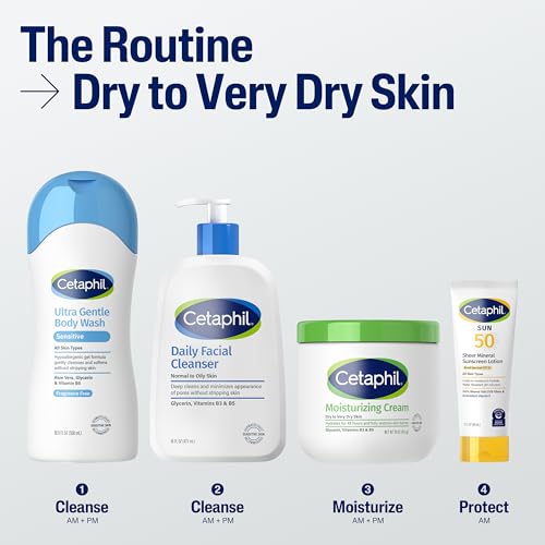 Cetaphil Moisturizing Cream, Dry Sensitive Skin, Fragrance Free, 16oz 2Pk