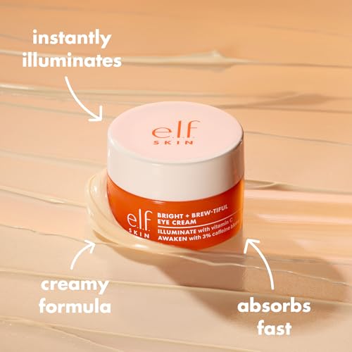 e.l.f. SKIN Bright + Brew-tiful Eye Cream Mini, Helps Brighten Appearance Of Undereye Dark Circles & Repair Puffiness, Vegan & Cruelty-Free